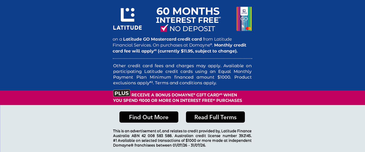 60 Months Interest Free#1 Plus Bonus#3 Gift Card